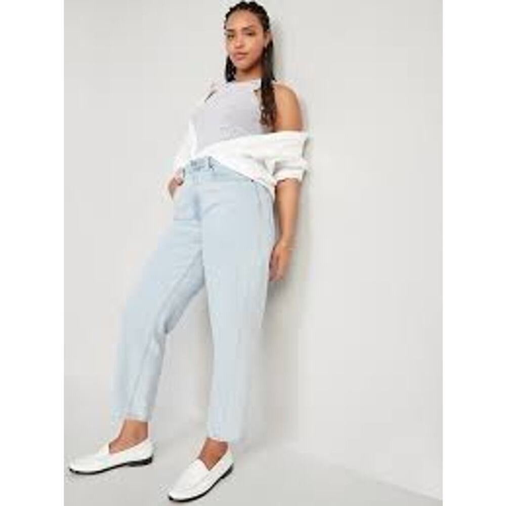 Old Navy Extra High Waisted Balloon Ankle Denim Jeans Women 14 Blue NWT Stretch